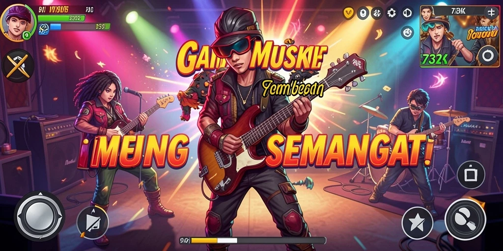Tampilan gameplay <strong>73K</strong> dengan musik yang dinamis dan interaktif.