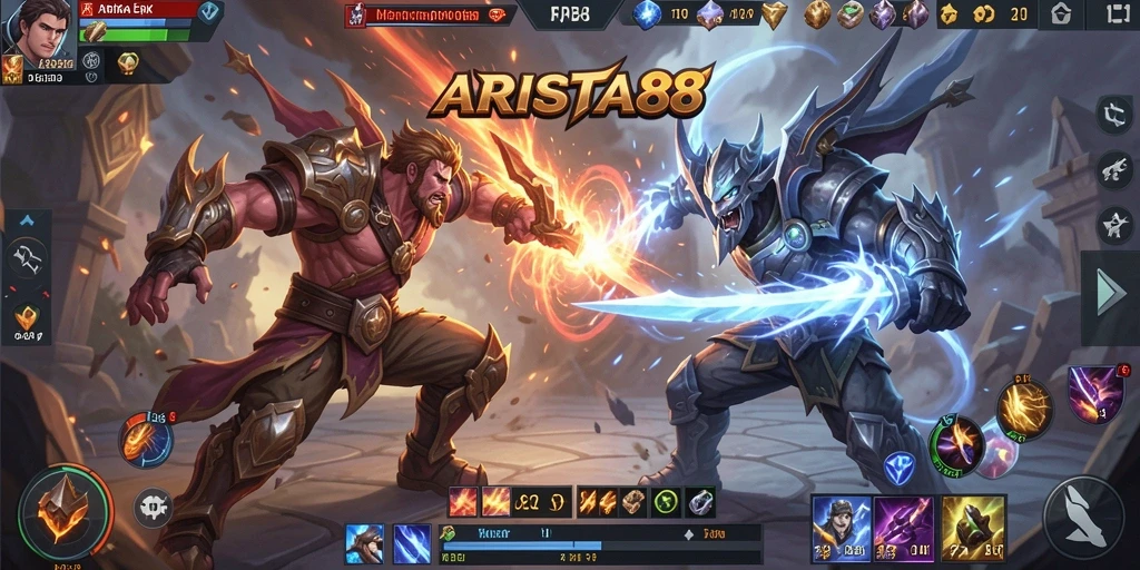 Tampilan gameplay menarik dalam ARISTA88 dengan aksi MOBA yang mendebarkan.