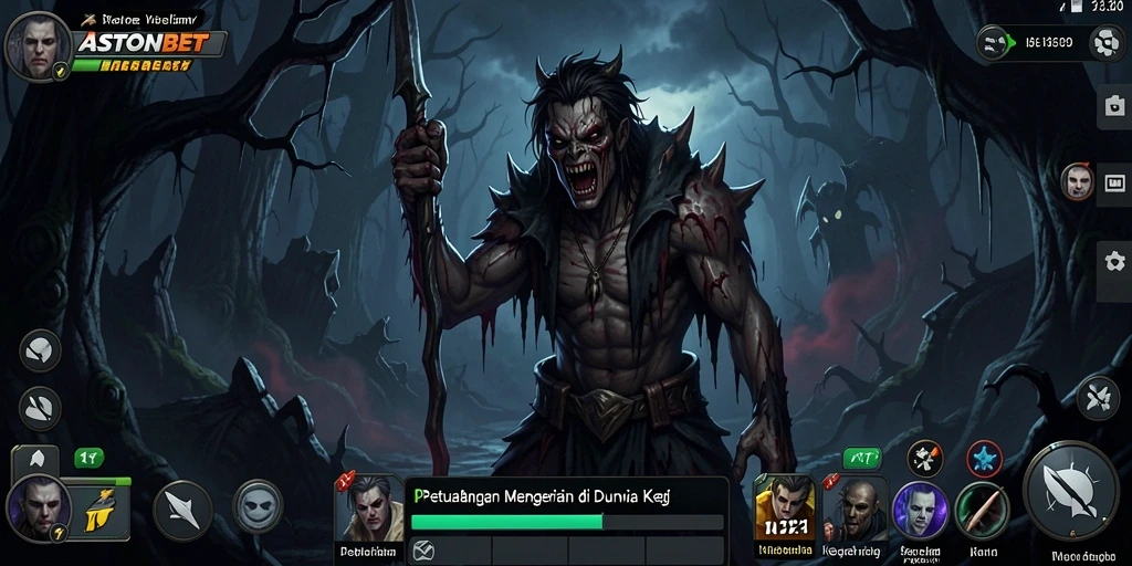 Tampilan gameplay menakutkan dari ASTONBET yang memperlihatkan suasana Horror.