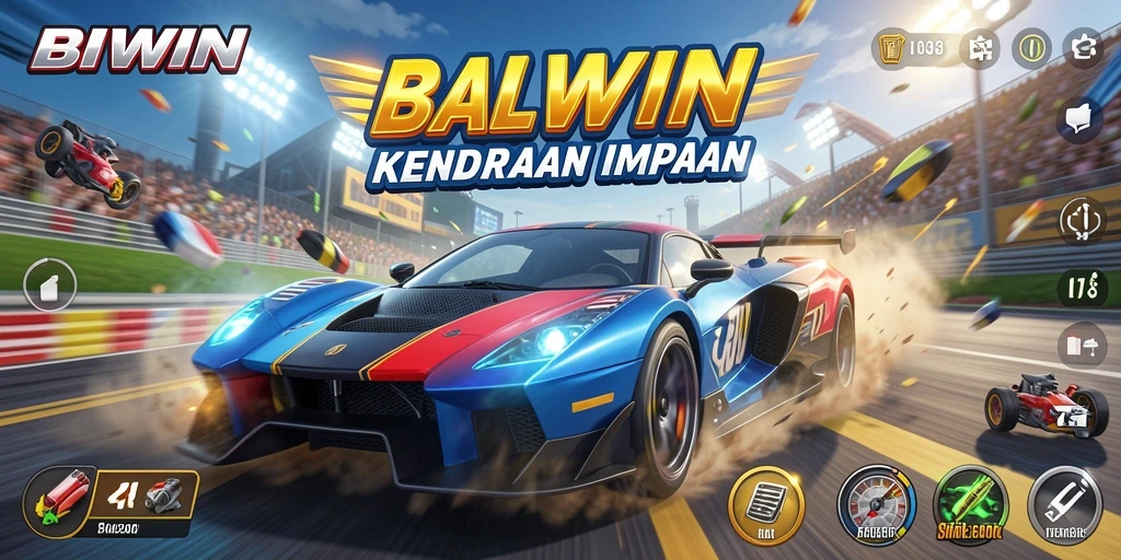 Tampilan gameplay <strong>BIWIN</strong> dengan adu kecepatan di lintasan balap.
