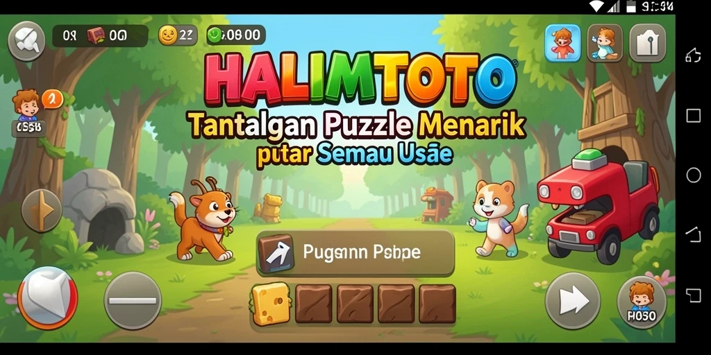 Tampilan gameplay HALIMTOTO yang menarik dan menantang puzzle.