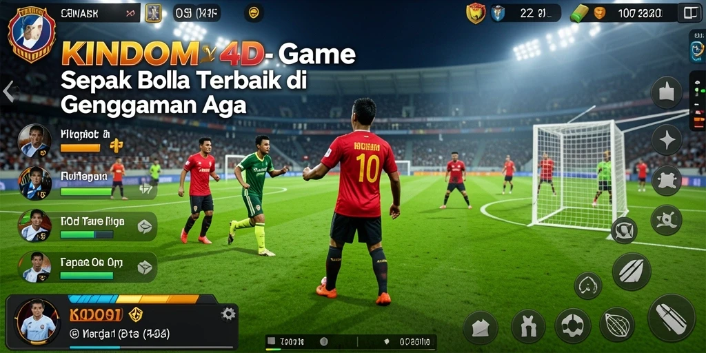 Screenshot menampilkan aksi seru di lapangan sepak bola.