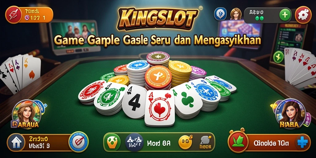 Screenshot utama KINGSLOT menampilkan gameplay gaple yang seru.