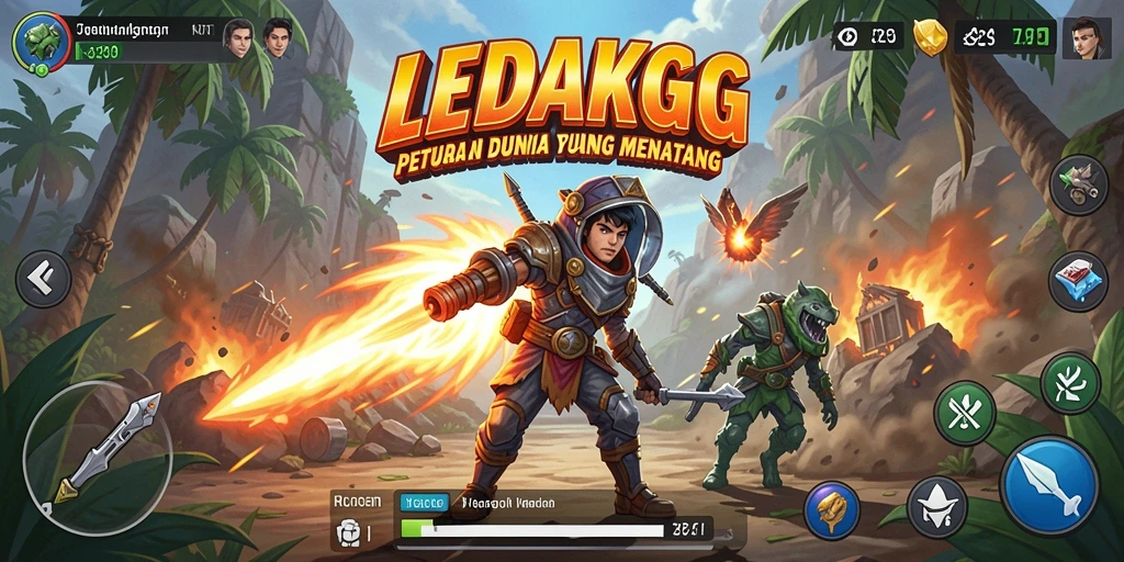 Screenshot gameplay LEDAKGG yang menarik dengan aksinya.
