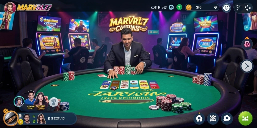 Screenshot permainan Live Casino yang seru dan interaktif di MARVRL77.