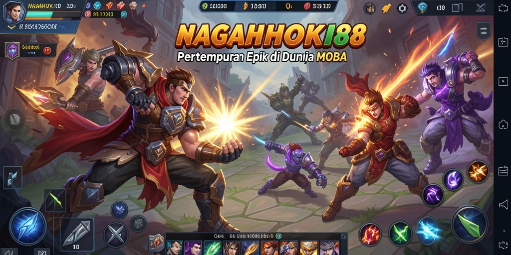 Screenshot NAGAHOKI88 menampilkan aksi seru pertempuran antar hero.