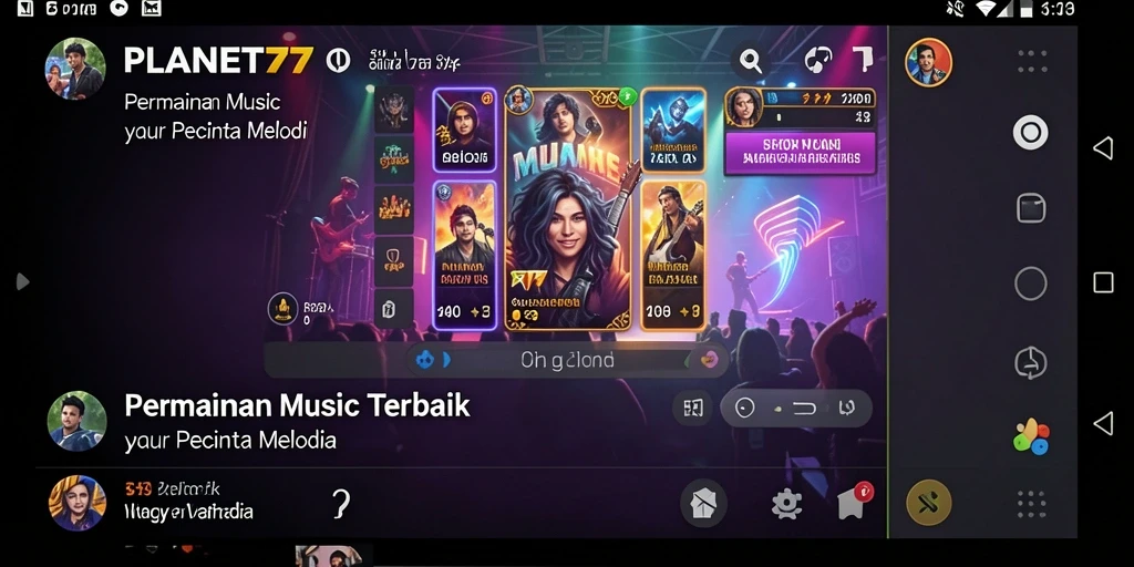 Tampilan gameplay seru di PLANET77 dengan berbagai lagu musikal.