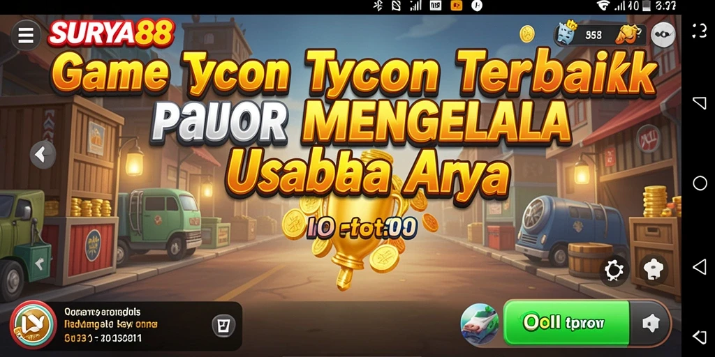 Tampilan gameplay <strong>SURYA88</strong> saat mengelola usaha Tycoon dengan grafis menawan.
